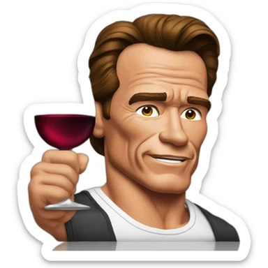 Arnold Schwarzenegger with wine sticker