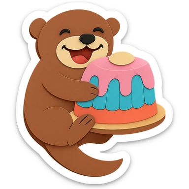 Remove the layer reflection from the body of the otter, keep all other design elements unchanged sticker