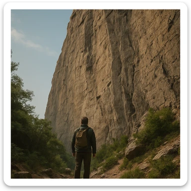 standing at the foot of the cliff sticker