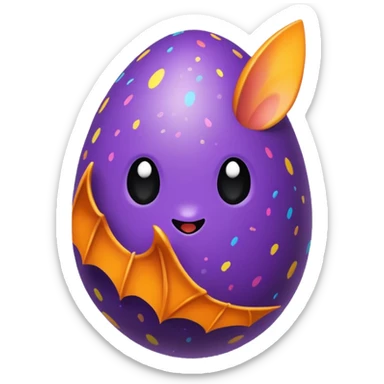 easter egg with bat sticker