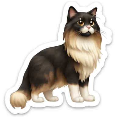 long haired mixed brown black cream fur cat whole body sticker