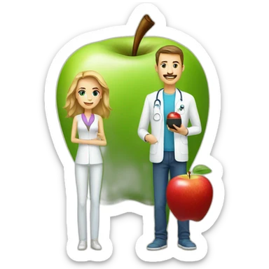 An apple and a nutritionist men sticker