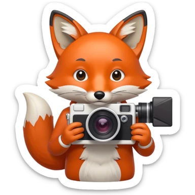 red fox white camera sticker