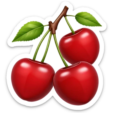 Hyperrealistic, mirco-detailed, isolated, rendering, cherries. Transparent background, no emoji faces, no emoji icons, must be 4k hd, must not be low quailty, dpi 300 sticker