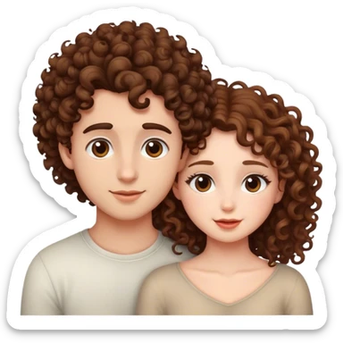 Curly hair girl and brown hair boy in love  sticker
