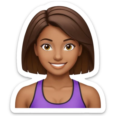 fitness girl, dark eyes, highlighted hair, brown skin sticker