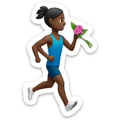Runner holding a flower  sticker