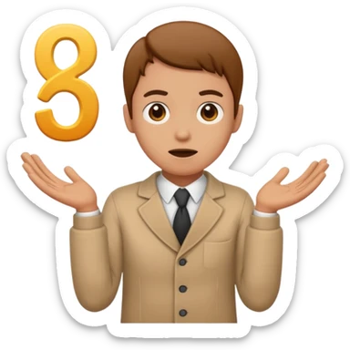 Person shrugging and holding the numbers 6 and 7 sticker