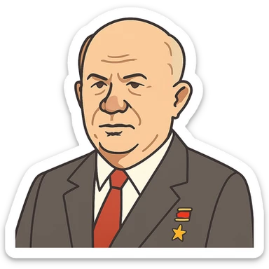 flat toon style portrait of Nikita Khrushchev sticker