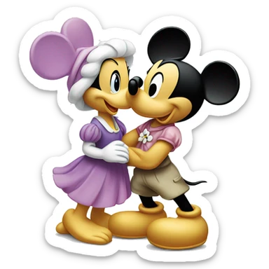 Mickey Mouse kissing Daisy Duck  sticker