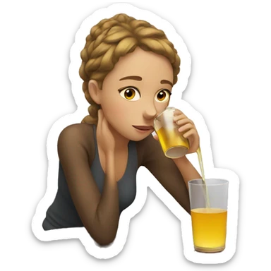 lazy girl drinking sticker