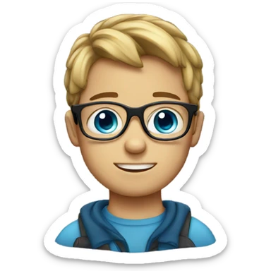 Blue-eyed boy with glasses sticker