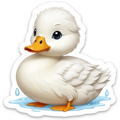 A small white duck sheds tears sticker