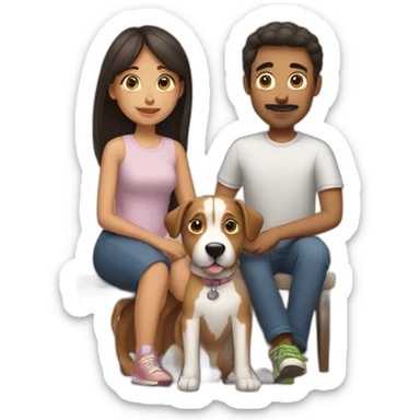 Family with 2 dogs sticker