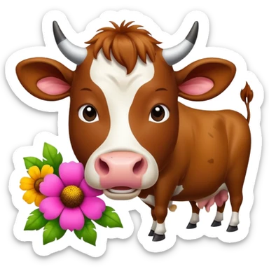 Pretty flower getting eaten by a cow sticker