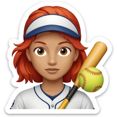 Softball player with red hair sticker