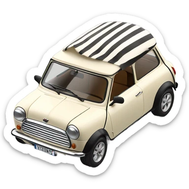 Cream classic mini with stripes and black bonnet cream roof sticker