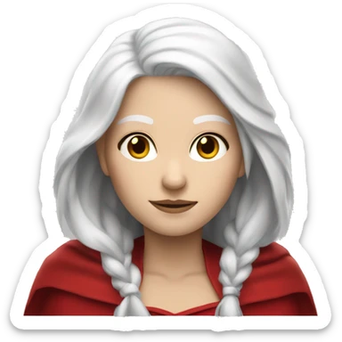 The white girl with white hair in the red cape and red hood. sticker