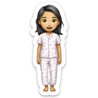 Asian girl wearing pajamas  sticker