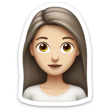 White girl with long brown hair, add a gray and white cat  sticker