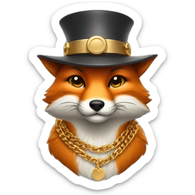 fox wearing a gold chain and hat sticker