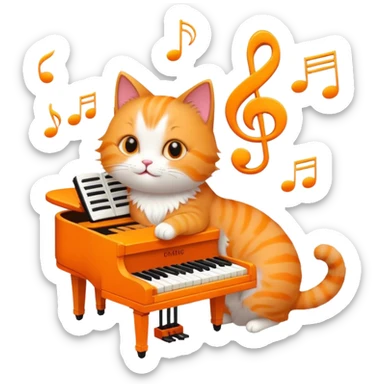 Cat playing a piano  sticker