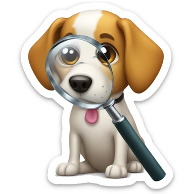 dog with magnifying glass sticker