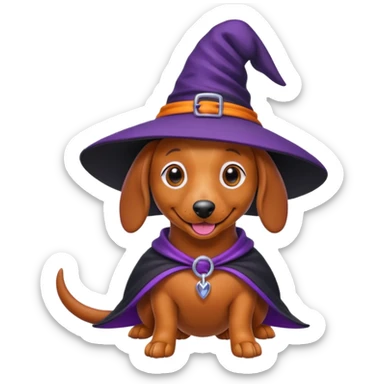 Sausage dog witch costume  sticker