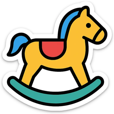 colored rocking horse icon sticker