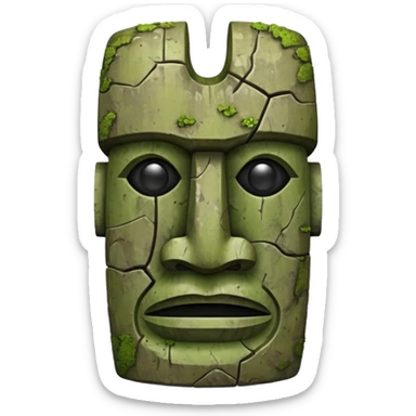 A cursed tribal stone Moai mask sticker
