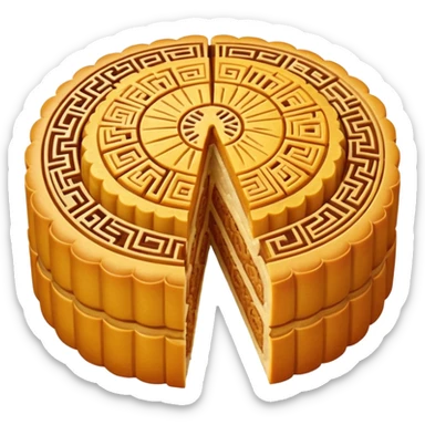 one chinese moon cake cut in half sticker