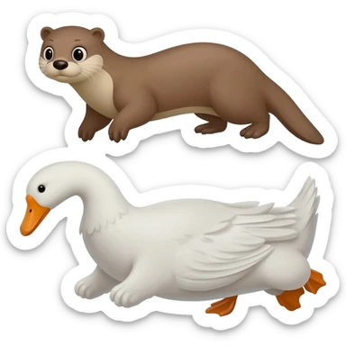 otter, knife and goose sticker