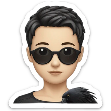 A white-skinned child with a raven haircut sticker