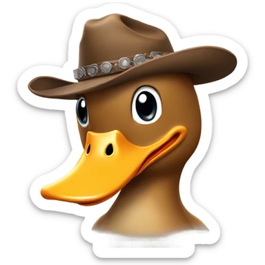 Duck wearing a cowboy hat sticker