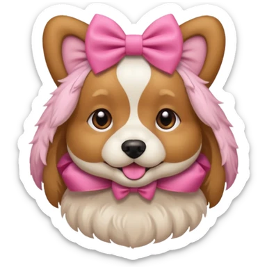 dog wearing a pink bow sticker