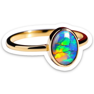 Realistic Black opal 14k gold ring sticker