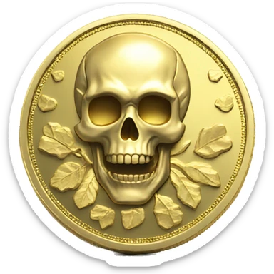 A skull 3D coin skullCoin color gold   sticker