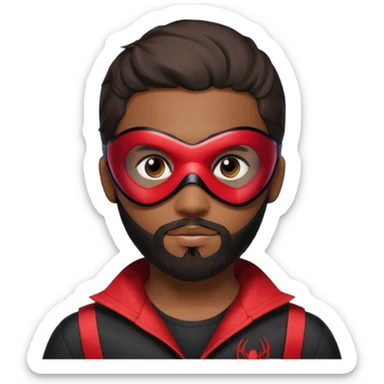 Miles Morales with beard, eye mask, low fade hair cut sticker