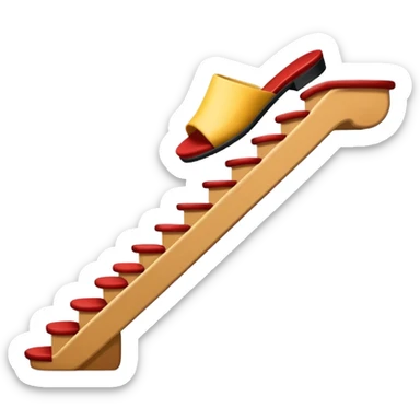 close up of a foot in a slipper on the stairs, simple design sticker