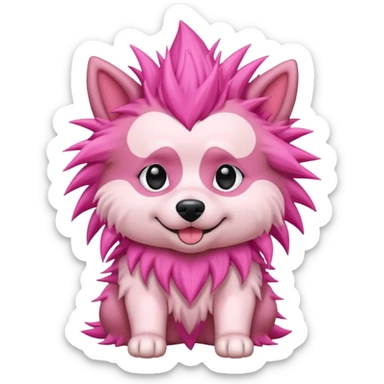 fancy pink spiky haired dog sticker