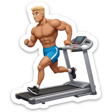 bodybuilder running on treadmill sticker
