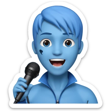 Avatar singing blue character with mic  sticker