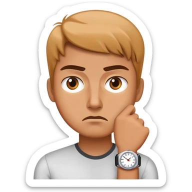 Person who is annoyed some men is late because they've been waiting for hours sticker