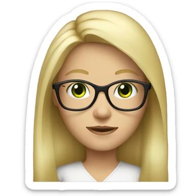 Long blonde hair female with glasses and green eyes sticker