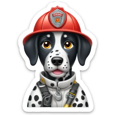 adult dalmatian firefighter wearing jeans sticker