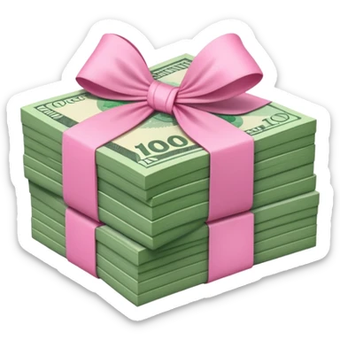 Forest Green Australian $100 notes stacked together and wrapped in a pink bow sticker