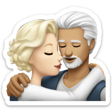 White haired man kissing a blonde pale woman sticker