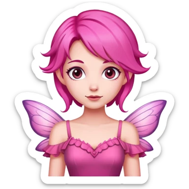 Uma fada mulher de cabelos rosas meio escuro de vestido Rosa  sticker