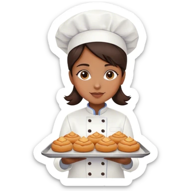 Brown girl pastry chef with dark brown hair sticker