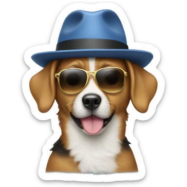 Dog wearing a hat and sunglasses  sticker